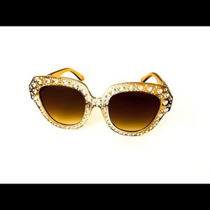 Oval Rhinestone Glam Sunglasses